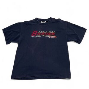 Vintage Lee Navy Blue Atlanta Braves Embroidered T-Shirt Size Large